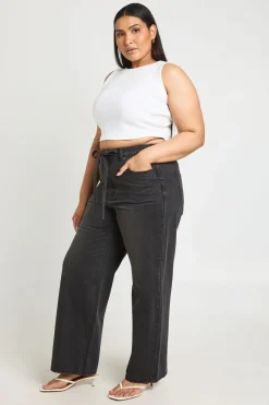 Jean Large À Jambes Évasées Avec Dos Élastiqué Et Lien Coulissant Grande Taille