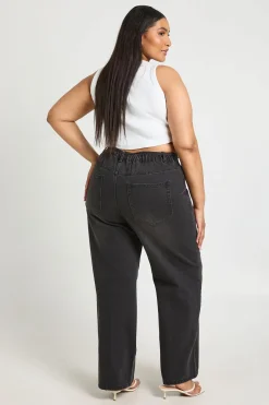 Jean Large À Jambes Évasées Avec Dos Élastiqué Et Lien Coulissant Grande Taille