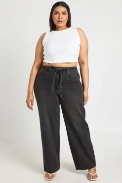 Jean Large À Jambes Évasées Avec Dos Élastiqué Et Lien Coulissant Grande Taille