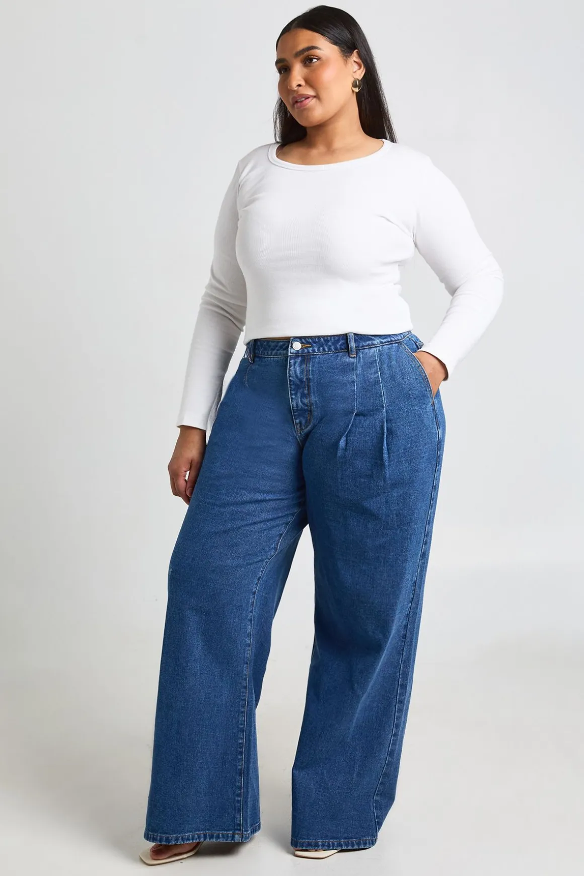 Jean Large Plissé Grande Taille