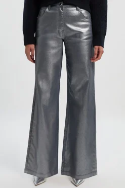Jean Large à Revêtement Métallisé en Denim Petite