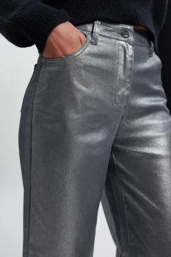 Jean Large à Revêtement Métallisé en Denim Petite