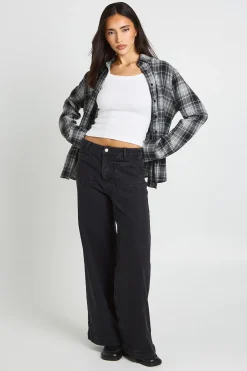 boohoo Jean Large Taille Haute Avec Poches Avant<Femme Denim|Jeans