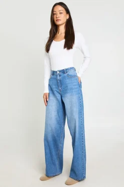 boohoo Jean Large Taille Haute Coupe Ample Jambes Évasées Tall<Femme Denim|Jeans