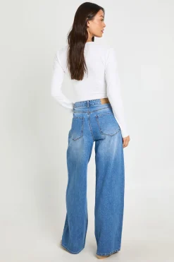 boohoo Jean Large Taille Haute Coupe Ample Jambes Évasées Tall<Femme Denim|Jeans
