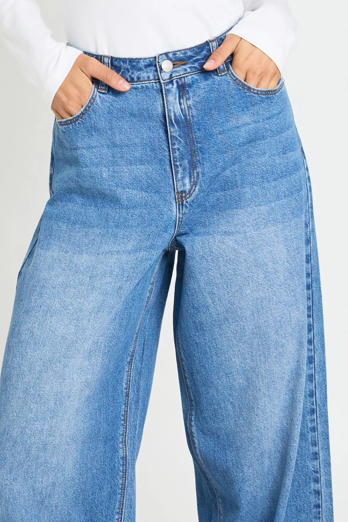 boohoo Jean Large Taille Haute Coupe Ample Jambes Évasées Tall<Femme Denim|Jeans