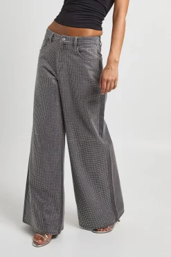 Jean Large Taille Haute Orné De Strass