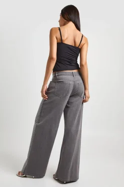 Jean Large Taille Haute Orné De Strass