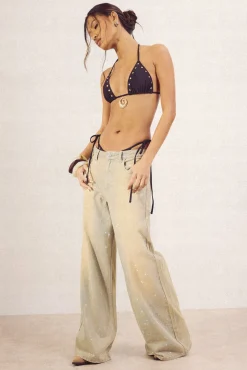Jean Large Taille Haute À Ornements