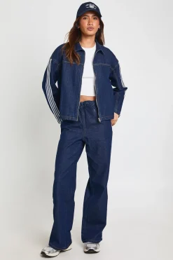 Jean Large À Taille Élastiquée Avec Détail Rayé