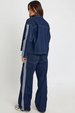 Jean Large À Taille Élastiquée Avec Détail Rayé