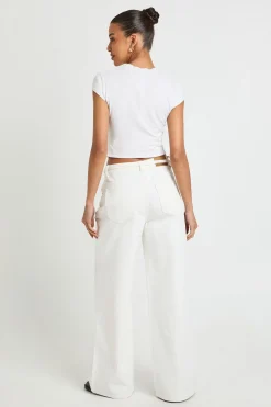 boohoo Jean Large À Taille Nouée<Femme Denim|Jeans