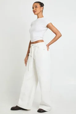 boohoo Jean Large À Taille Nouée<Femme Denim|Jeans