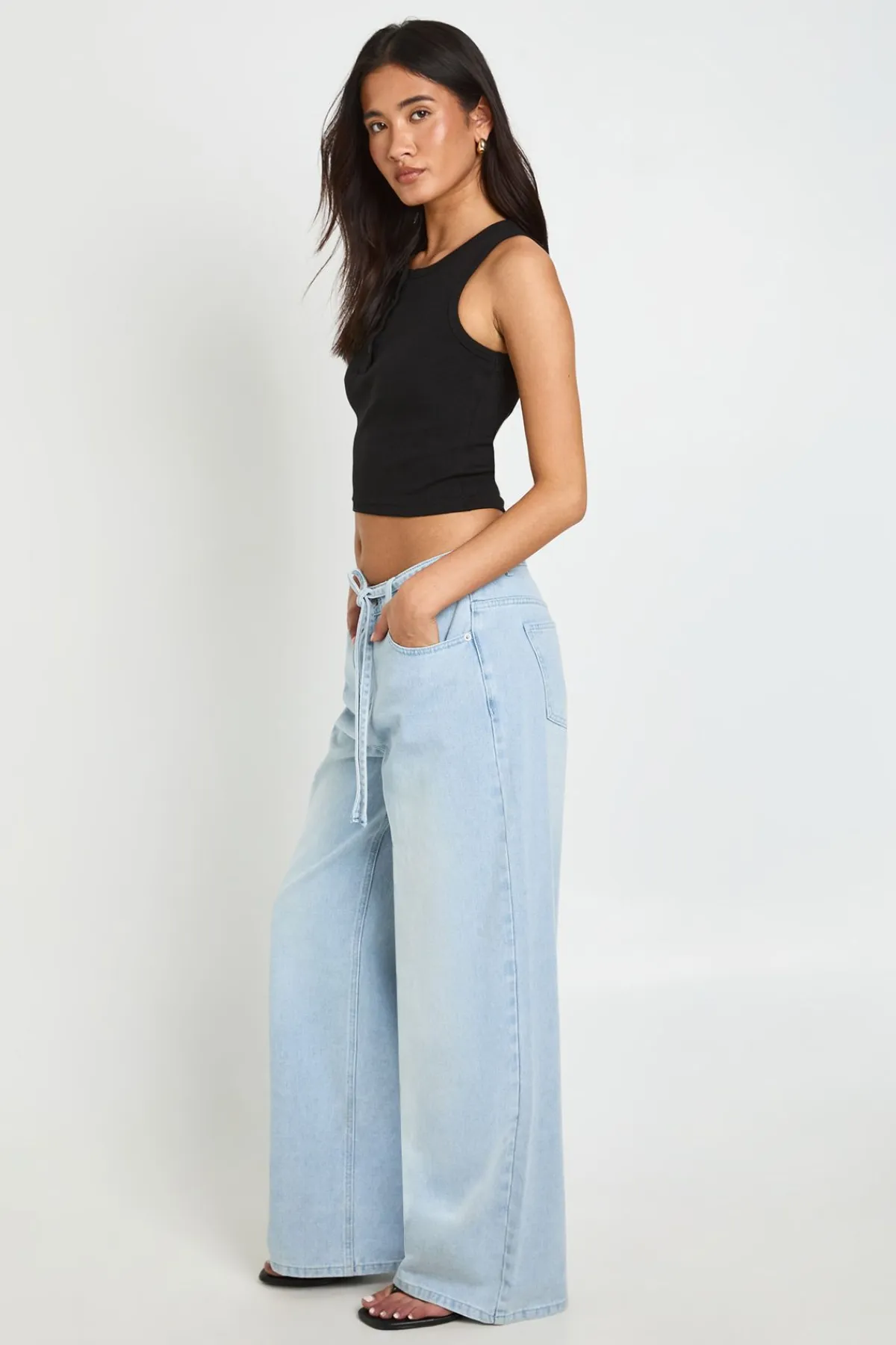 boohoo Jean Large À Taille Nouée<Femme Denim|Jeans