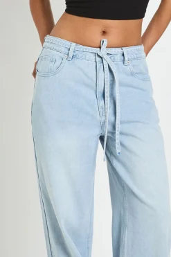 boohoo Jean Large À Taille Nouée<Femme Denim|Jeans