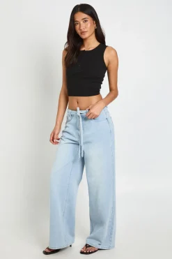 boohoo Jean Large À Taille Nouée<Femme Denim|Jeans