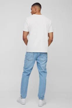 boohooMAN Jean lavé rigide à coupe fuselée<Homme Denim|Denim
