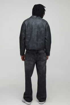 boohooMAN Jean long délavé à perles et strass, déchiré, coupe décontractée<Homme Denim|Tout Afficher