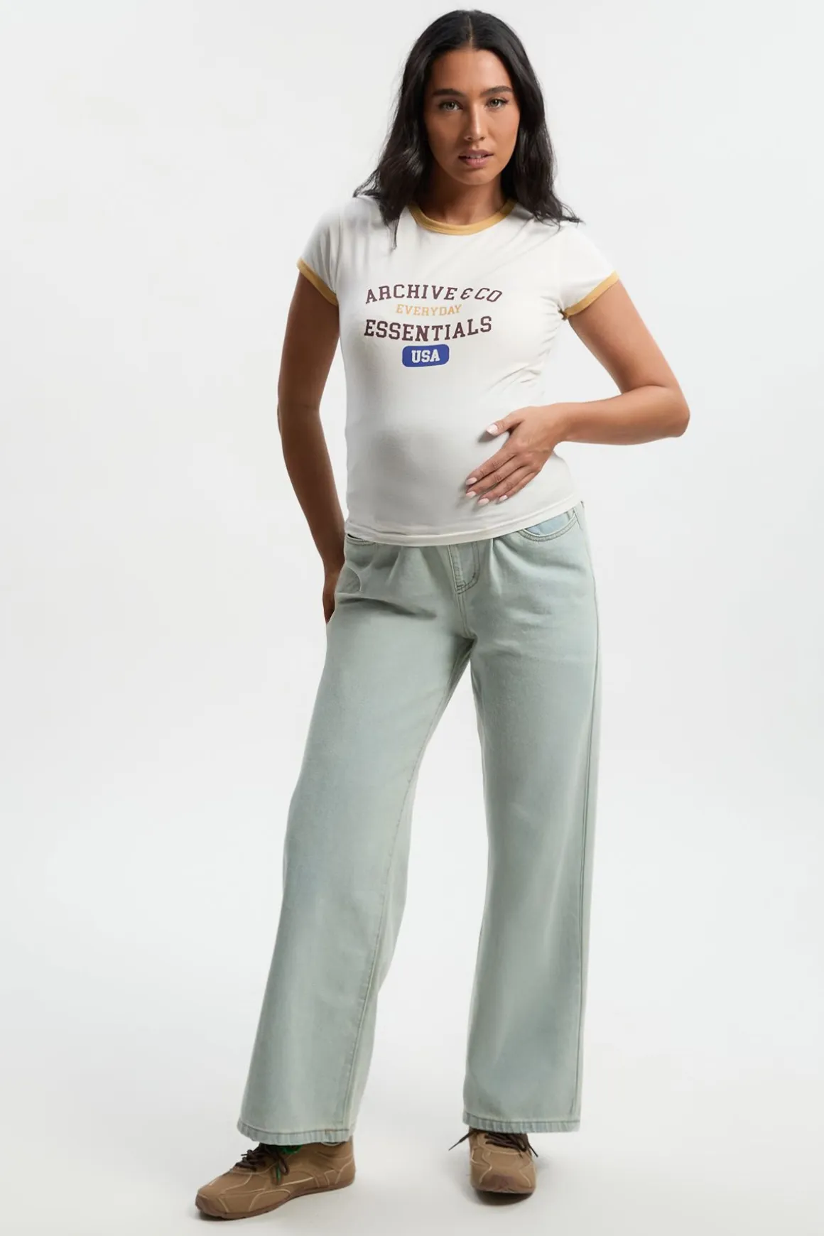 Jean Maternité à Taille Haute et Jambe Évasée