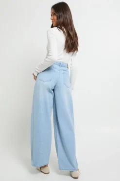 boohoo Jean mi-haute à couture torsadée et jambe en baril<Femme Denim|Jeans