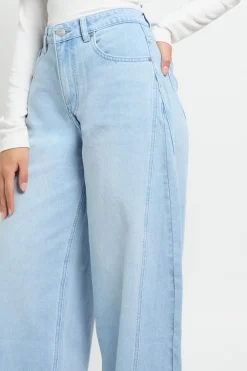 boohoo Jean mi-haute à couture torsadée et jambe en baril<Femme Denim|Jeans