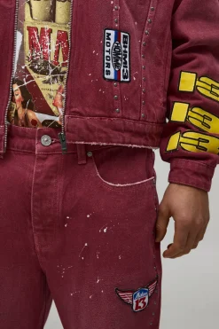 boohooMAN Jean Moto Évasé Slim avec Badge Délavé<Homme Ensembles|Denim