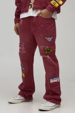 boohooMAN Jean Moto Évasé Slim avec Badge Délavé<Homme Ensembles|Denim