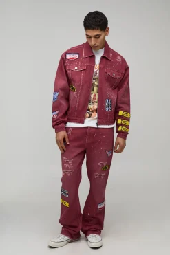 boohooMAN Jean Moto Évasé Slim avec Badge Délavé<Homme Ensembles|Denim