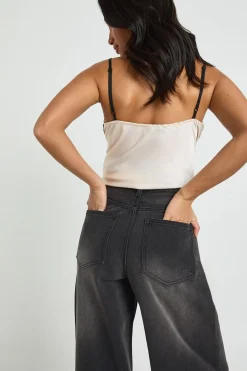 Jean Noir Délavé Coupe Large Petite Taille