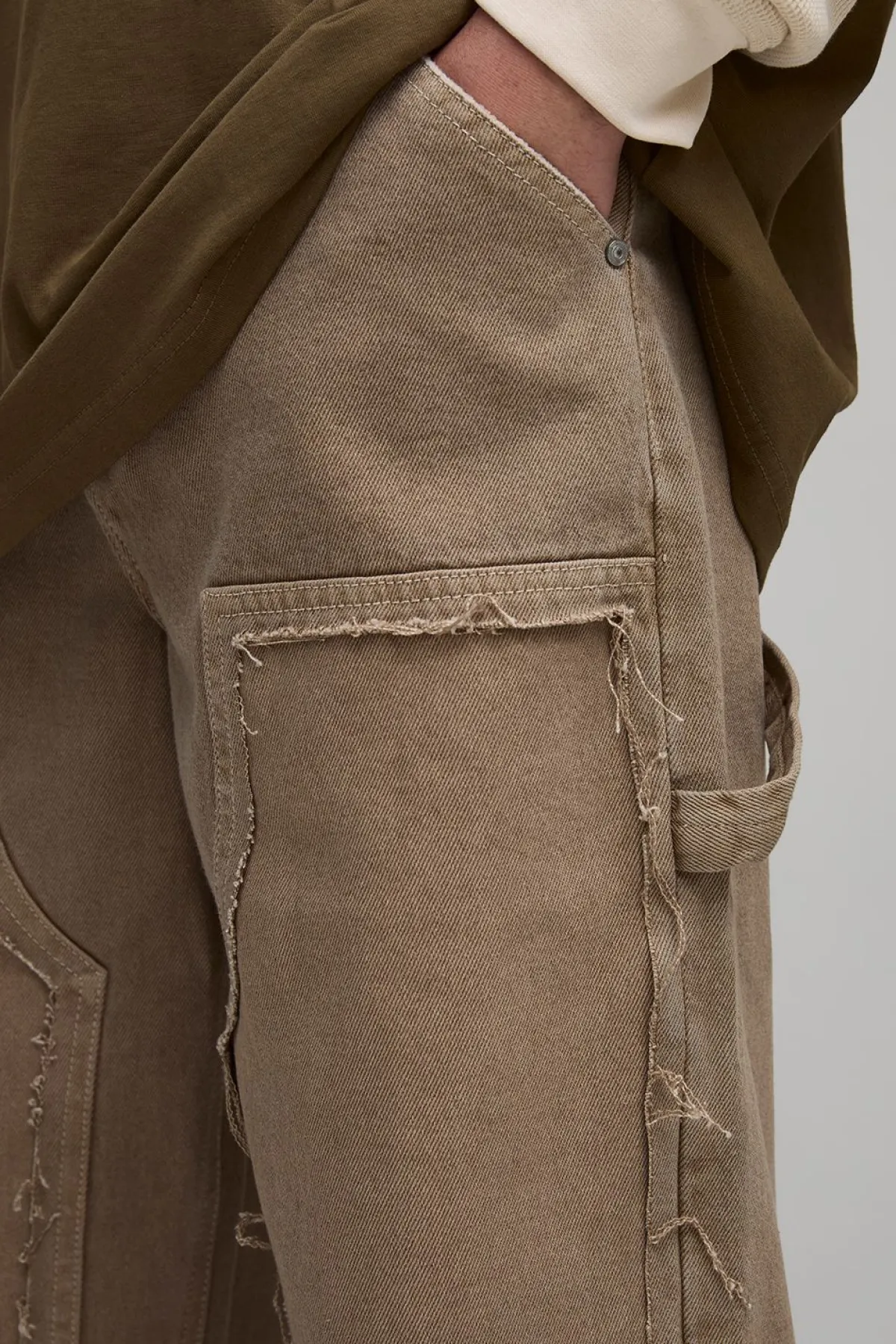boohooMAN Jean Ouvrier Délavé Coupe Décontractée Style Charpentier Usé<Homme Denim|Denim