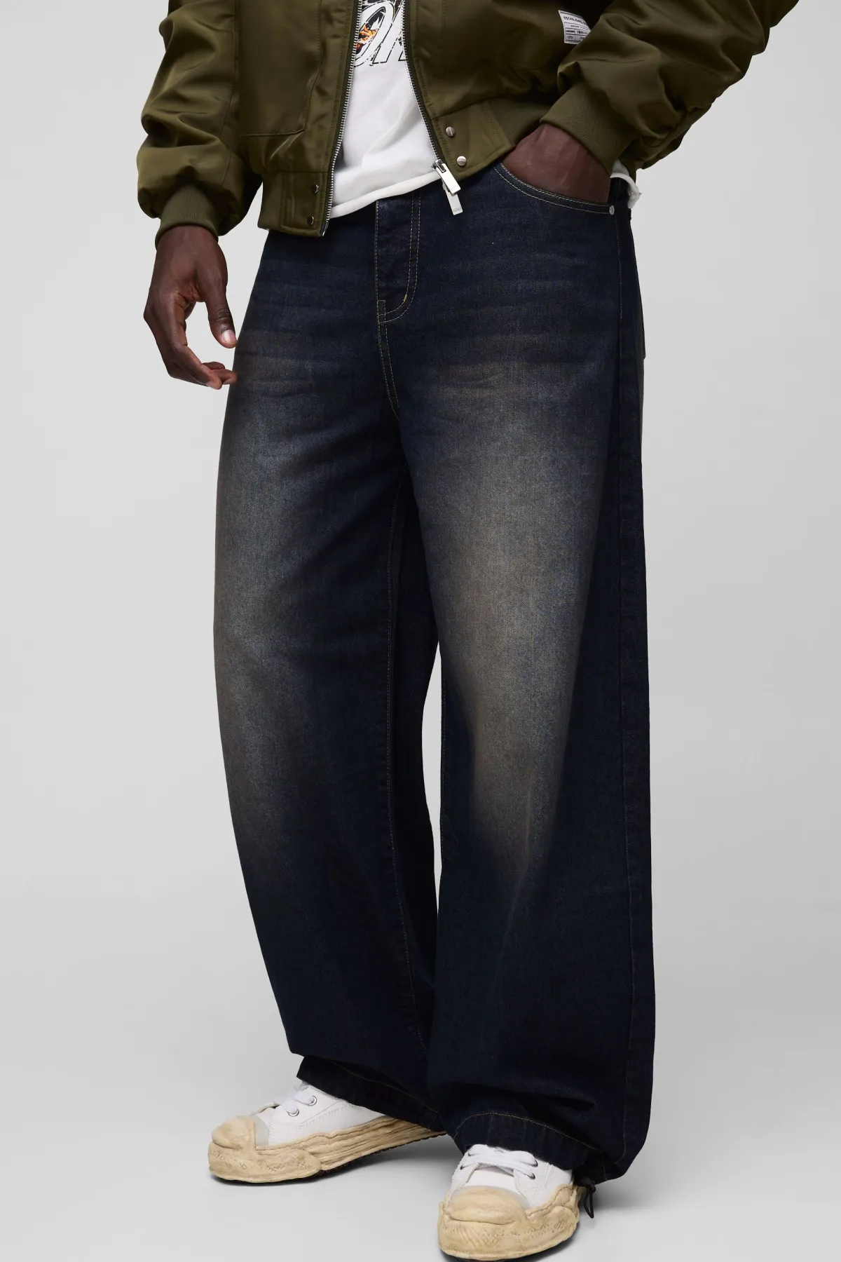 boohooMAN Jean Parachute Baggy Washed<Homme Jeans Grande Taille|Denim