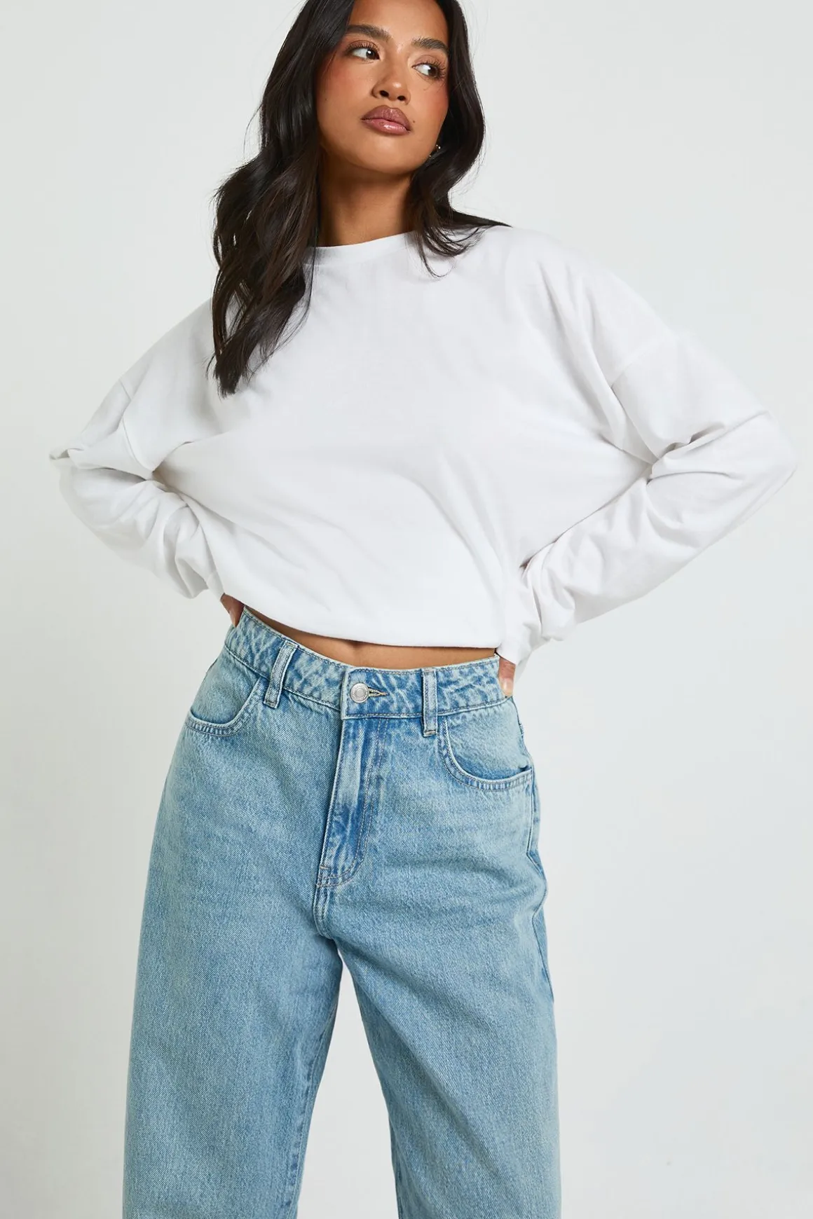 Jean Petite Boohoo Basics Droit Taille Haute