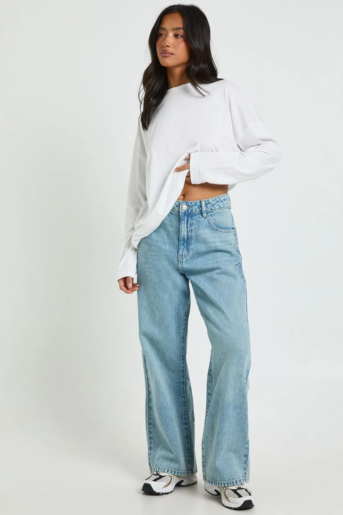 Jean Petite Boohoo Basics Droit Taille Haute