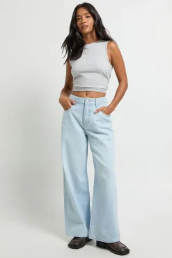 boohoo Jean Petite Basics Taille Haute Jambe Large<Femme Denim|Jeans