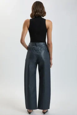 KarenMillen Jean Petite En Denim Enduit Métallisé Coupe Barrel<Femme Denim|Jeans