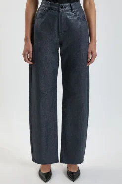 KarenMillen Jean Petite En Denim Enduit Métallisé Coupe Barrel<Femme Denim|Jeans