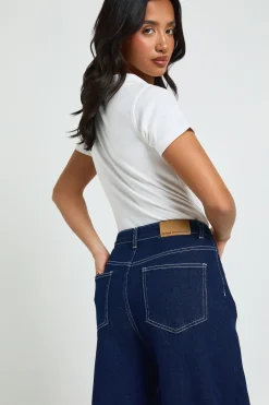 boohoo Jean Petite Taille Haute à Poches Avant et Jambes Larges<Femme Denim|Jeans