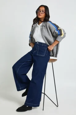 boohoo Jean Petite Taille Haute à Poches Avant et Jambes Larges<Femme Denim|Jeans