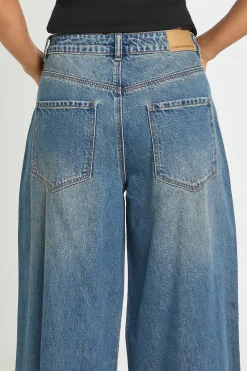 Jean Petite Taille Mi-haute Jambe Large Ample