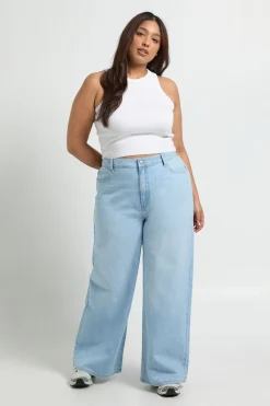 Jean Plus Basics à taille haute et à jambes larges