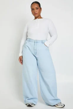Jean Plus Basics Taille Haute Jambe Large