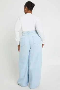 Jean Plus Basics Taille Haute Jambe Large
