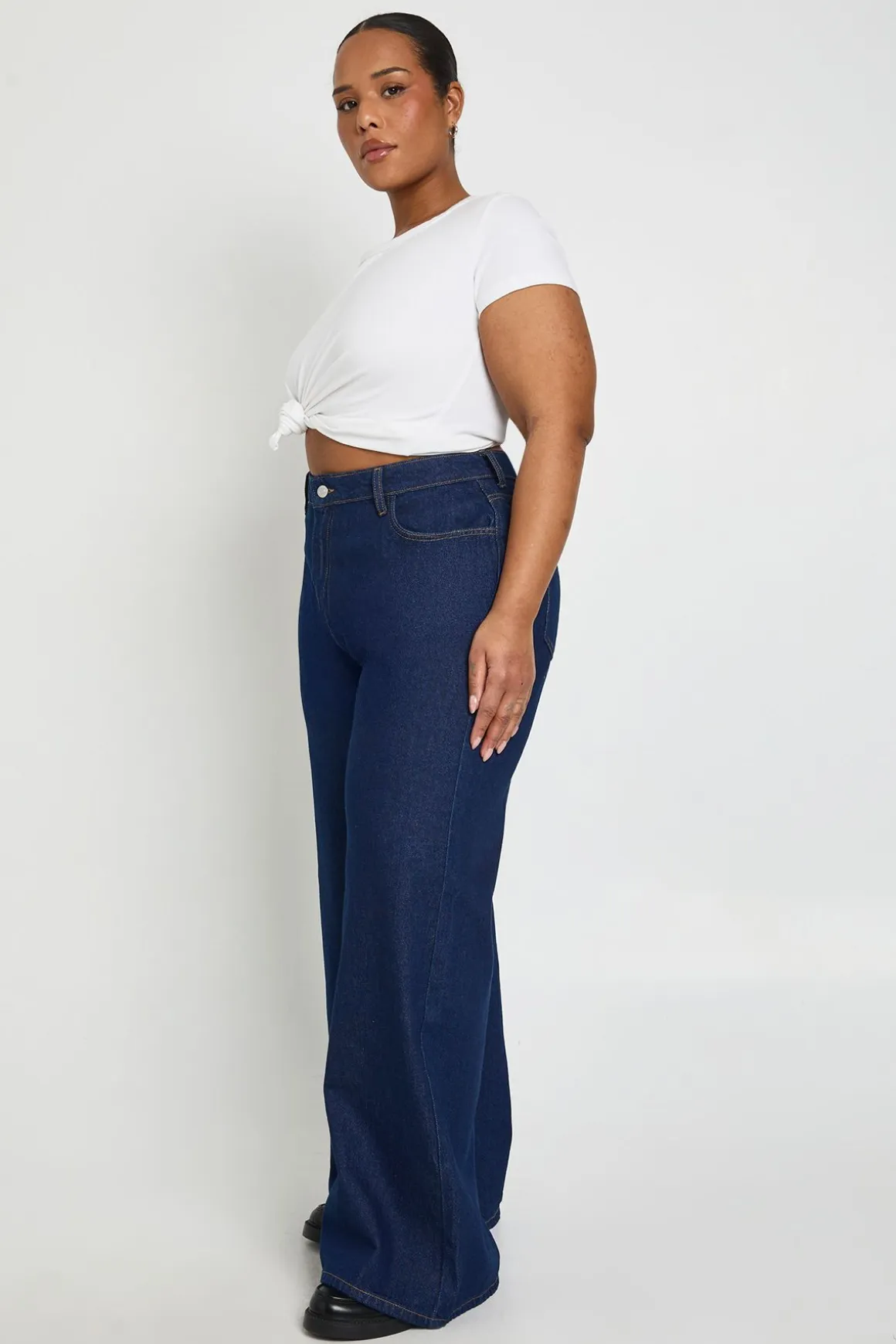 Jean Plus Basics Taille Haute Jambe Large