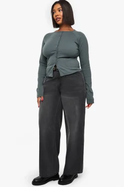 boohoo Jean Plus à coupe ample et taille mi-haute<Femme Denim|Jeans