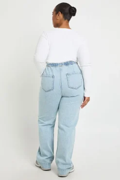 boohoo Jean Plus à taille élastique avec cordon de serrage et jambes larges<Femme Denim|Jeans