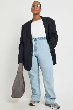 boohoo Jean Plus à taille élastique avec cordon de serrage et jambes larges<Femme Denim|Jeans