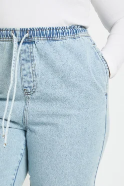 boohoo Jean Plus à taille élastique avec cordon de serrage et jambes larges<Femme Denim|Jeans