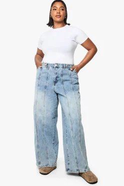 boohoo Jean Plus à taille réglable et jambe large<Femme Denim|Jeans