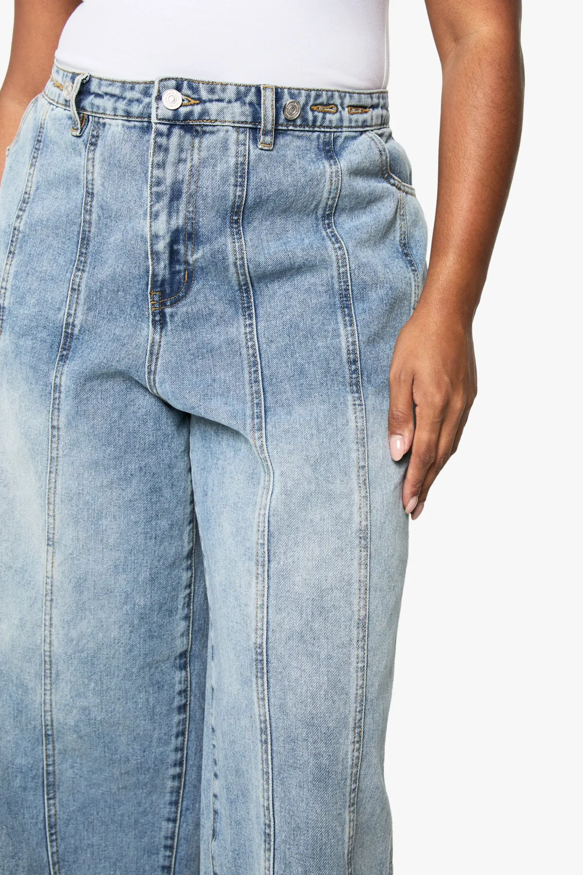 boohoo Jean Plus à taille réglable et jambe large<Femme Denim|Jeans