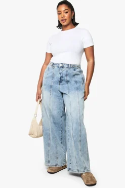 boohoo Jean Plus à taille réglable et jambe large<Femme Denim|Jeans